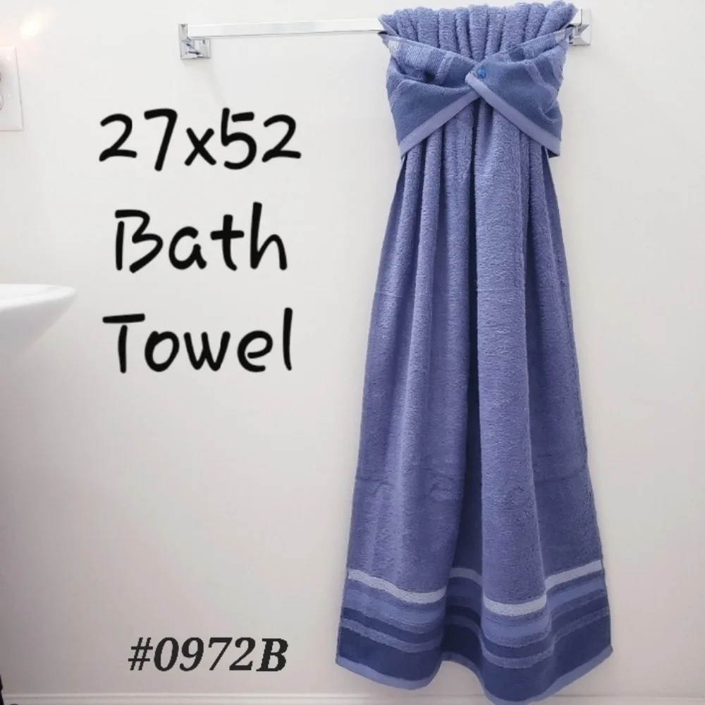 #0972-B New! Blue Hang'N'Snap Bath Towel 27x52 🤍BLUE JEWEL Snap